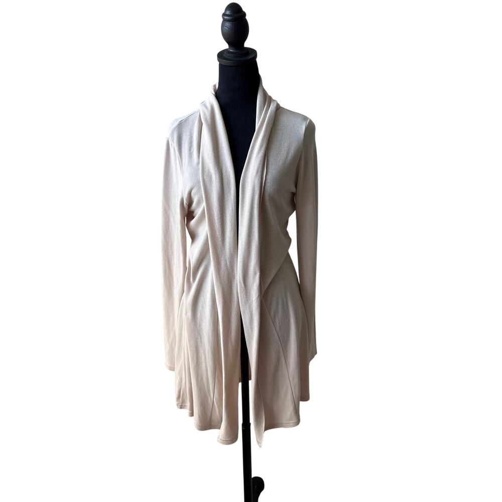Charlie Paige Open Front Duster Cardigan Cream Beige S/M